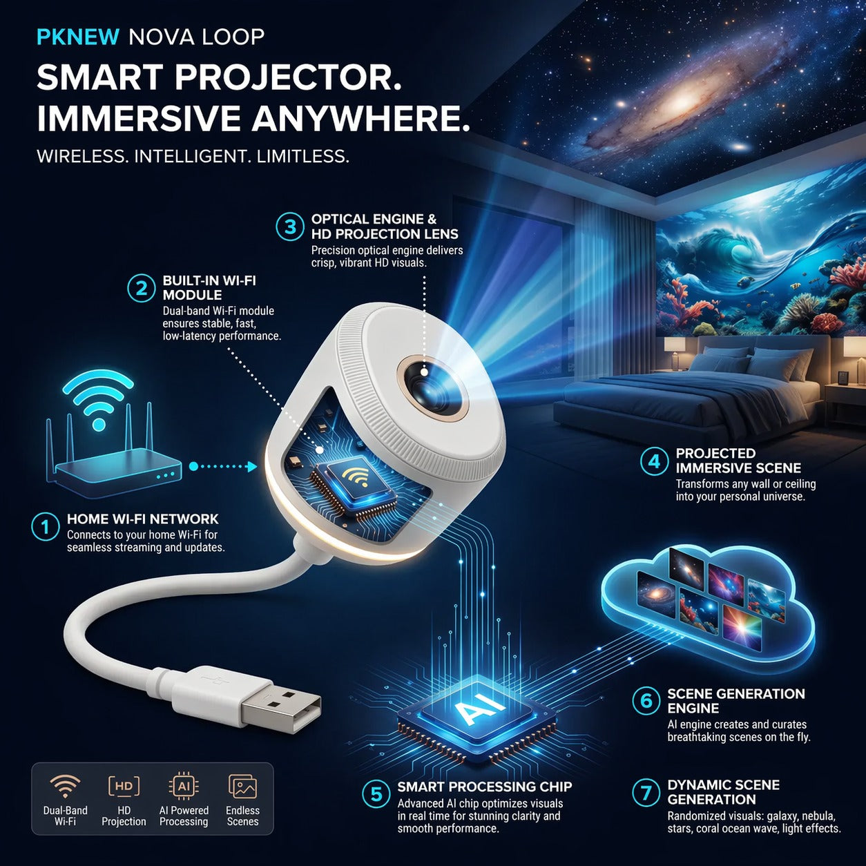 AuraWave™ 5D Motion Light Projector