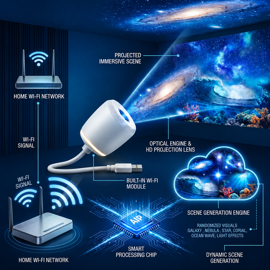 AuraWave™ 5D Motion Light Projector