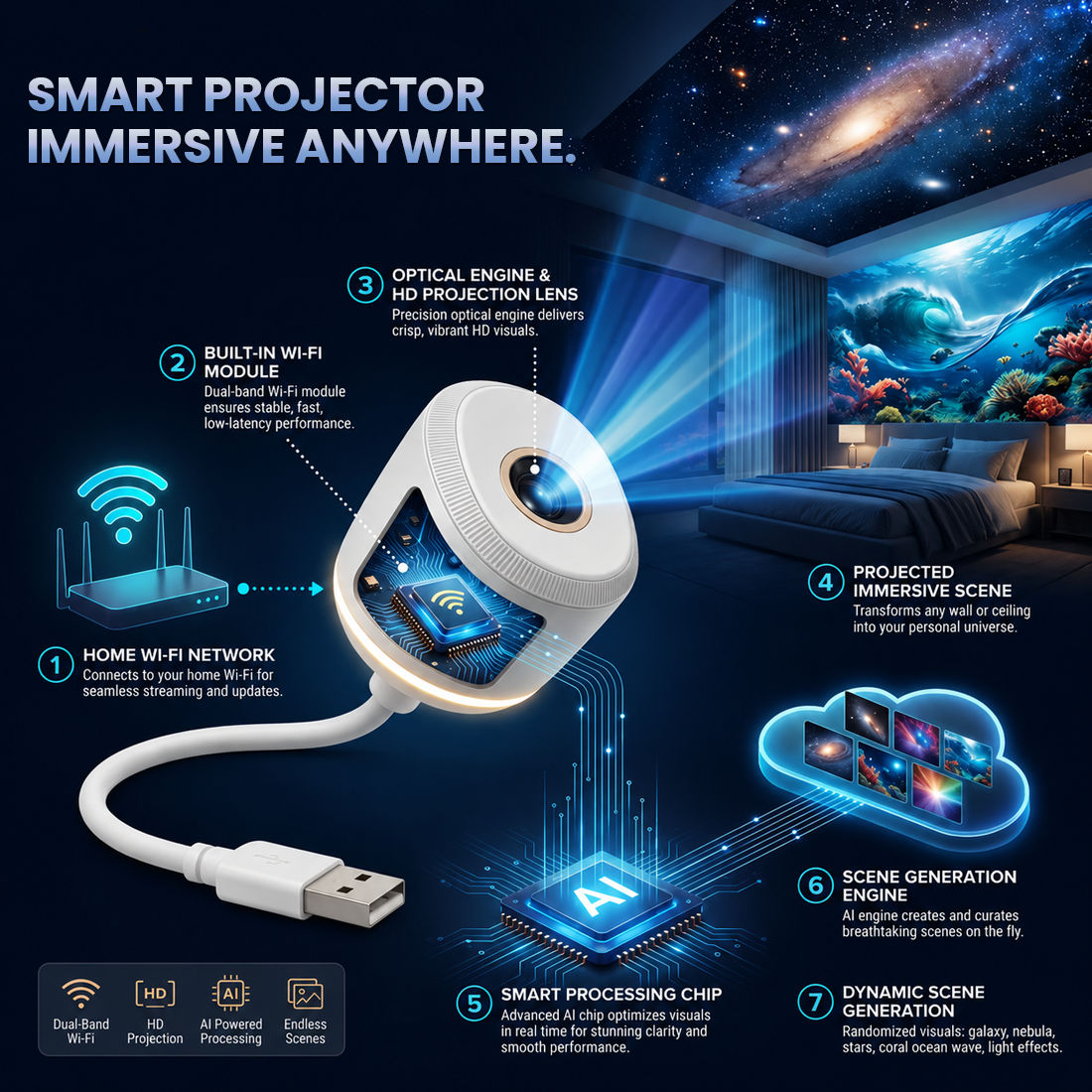 AuraWave™ 5D Motion Light Projector