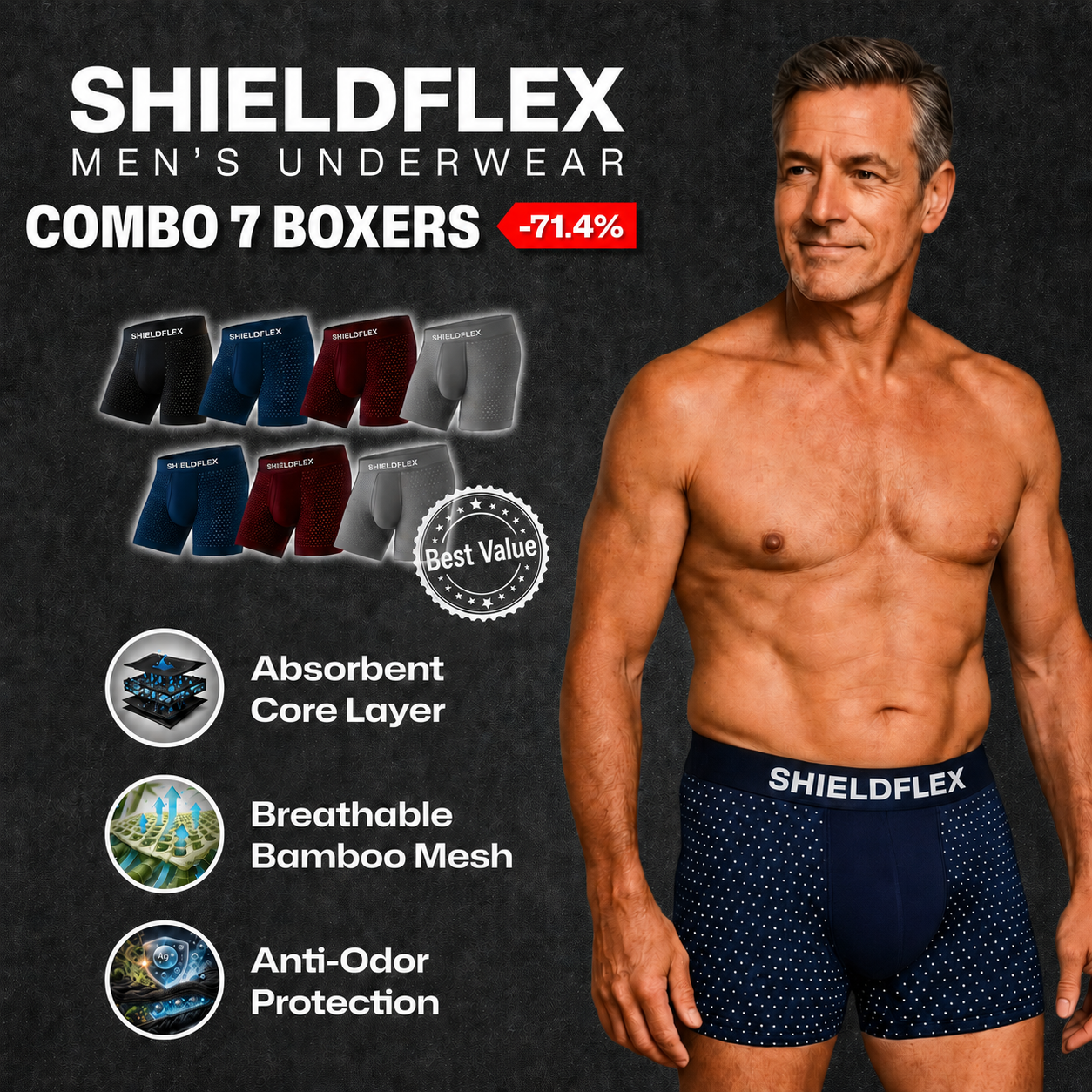 ShieldFlex™ Leak-Lock Bamboo Briefs