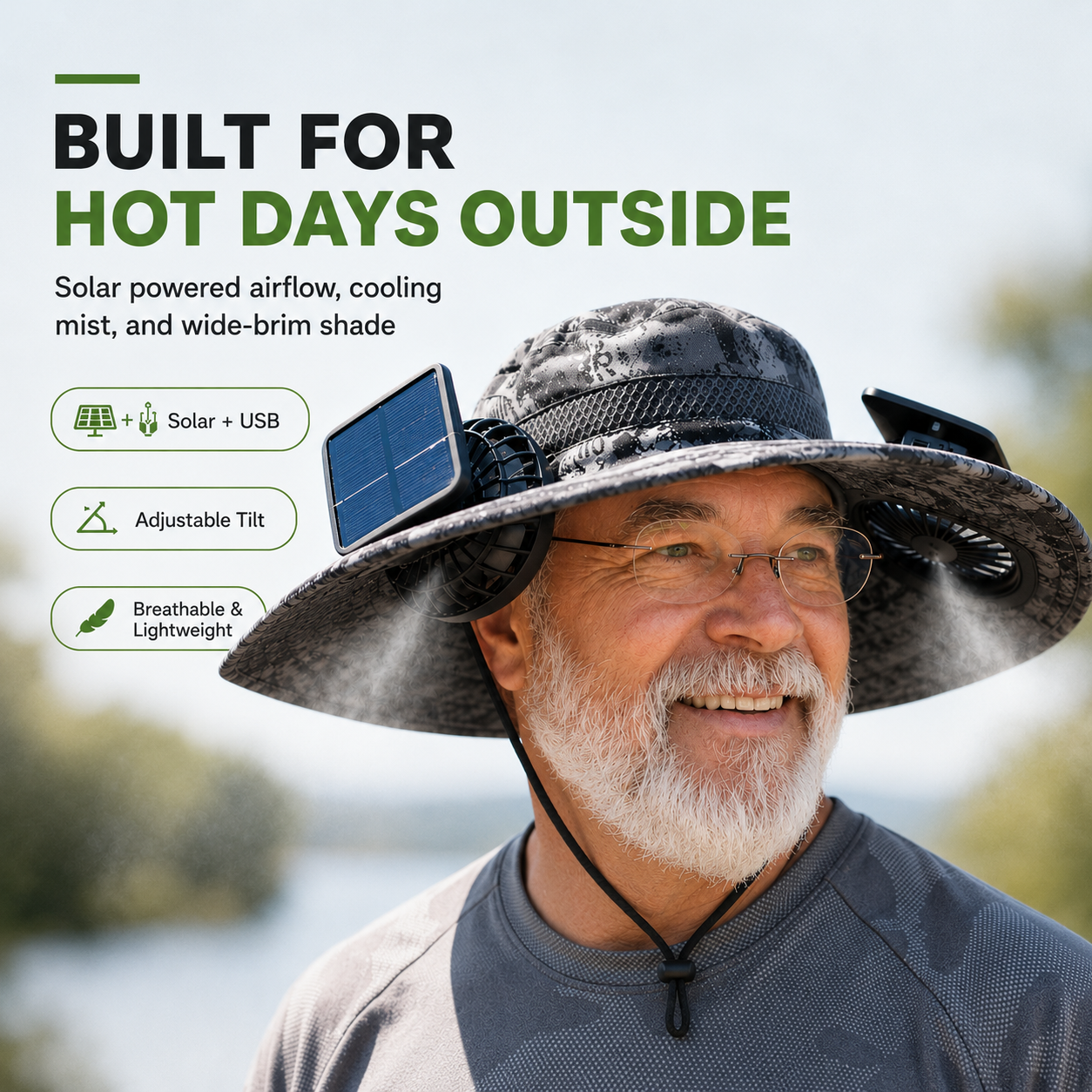 CoolBreeze™ Solar Mist Fan Hat