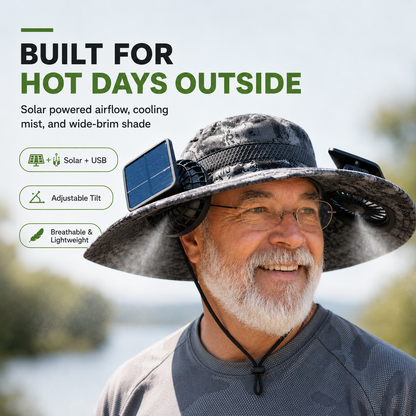 CoolBreeze™ Solar Mist Fan Hat