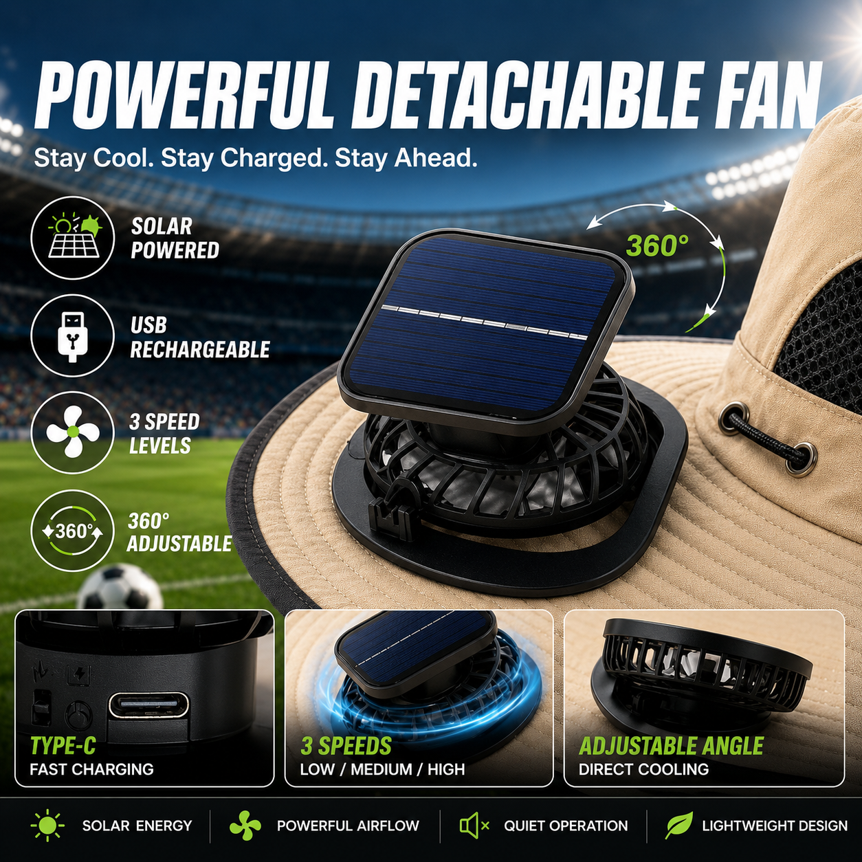 CoolBreeze™ Solar Mist Fan Hat