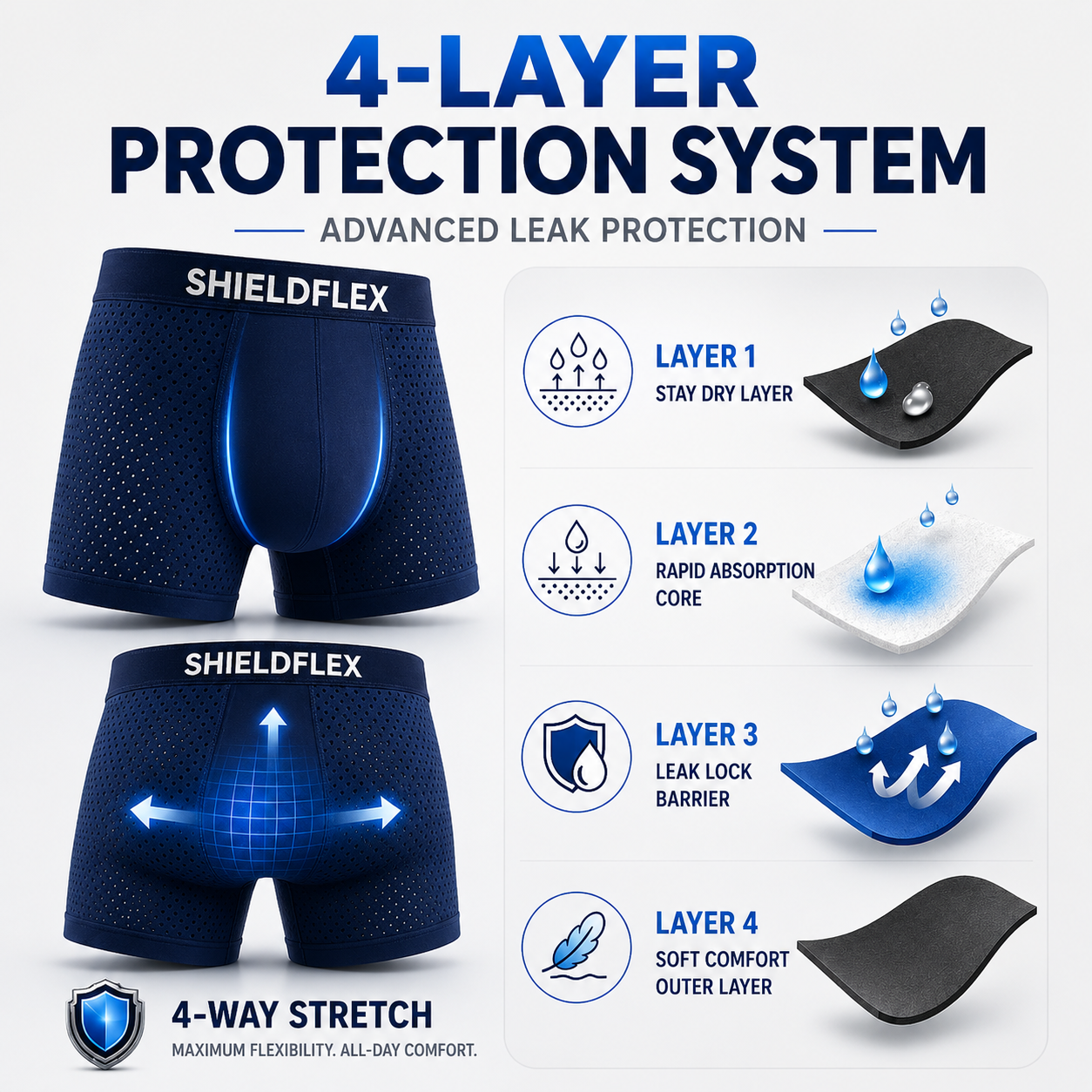 ShieldFlex™ 360° Dry-Lock Boxer Briefs