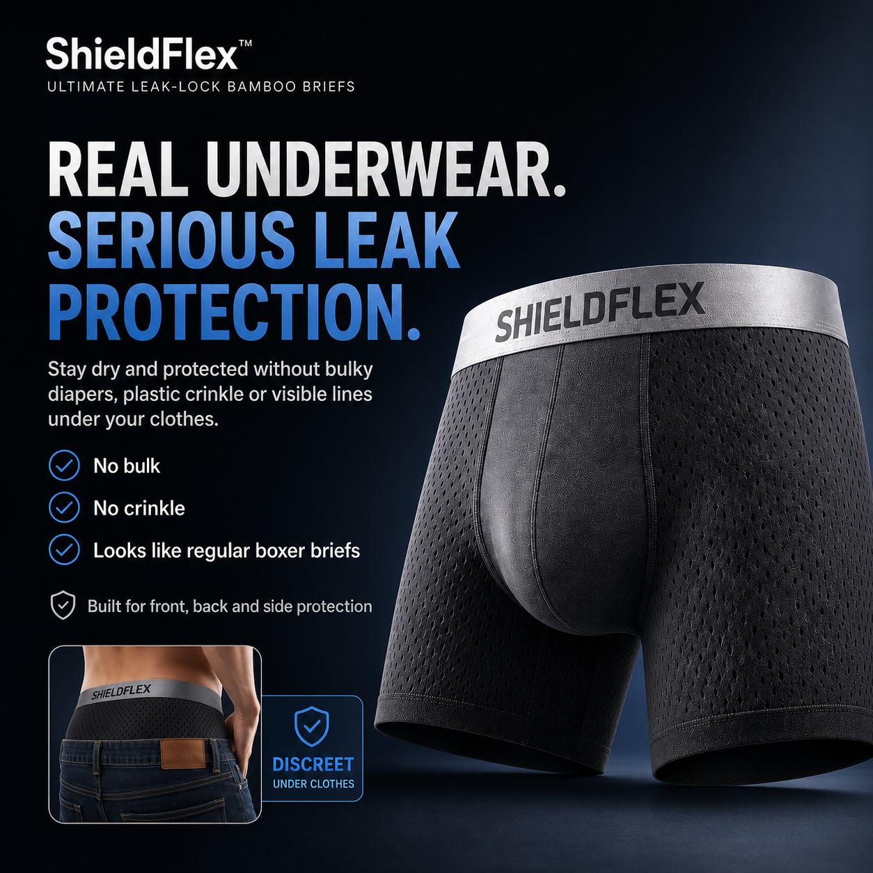 ShieldFlex™ Leak-Lock Bamboo Briefs